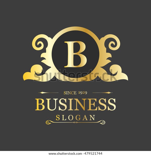 B Business slogan. classic art\
deco luxury linear monochrome golden minimal hipster geometric\
vintage vector monogram, frame , border , label for your logo\
badge