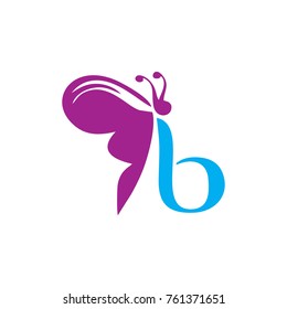 b butterfly letter icon