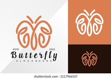 B Butterfly Line Logo Design Vector illustration template