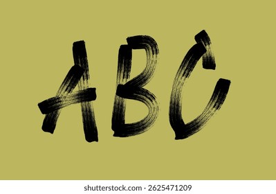 A alphabet B C, alphabet A.B C rétro, lettres grunge majuscules, alphabet vieilli. Alphabet de style punk et grunge. Fonte graffiti au pochoir. Typographie dessinée à la brosse. Lettres texture sale à l'encre noire