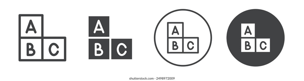 A B C Alphabet Blöcke Symbol Dünne Linie Vektorgrafik-Set