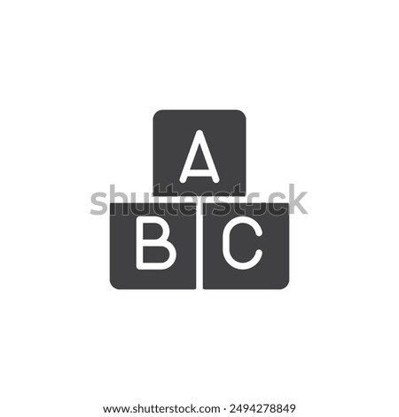 A B C alphabet blocks vector icon. filled flat sign for mobile concept and web design. Alphabet Blocks glyph icon. Symbol, logo illustration. Vector graphics