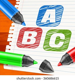  A B C alphabet caps sketch letters in grey, vector illustration