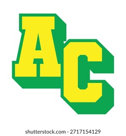 A B C
Logo de gráfico completo 3D Letra mayúscula Estilo Fuente Bold Sports Equipo Competencia Universidad Varsity Cool Drop Shadow Typography
