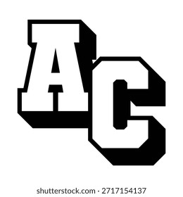 A B C
Logo de gráfico completo 3D Letra mayúscula Estilo Fuente Bold Sports Equipo Competencia Universidad Varsity Cool Drop Shadow Typography
