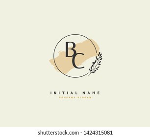 B C BC Beauty vector initial logo, handwriting logo of initial wedding, fashion, jewerly, heraldic, boutique, floral and botanical with creative template for any company or business.