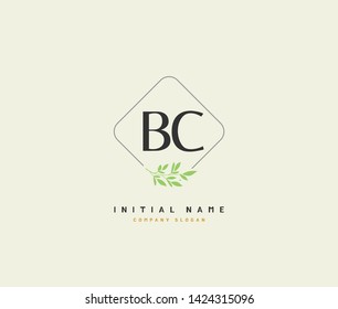 B C BC Beauty vector initial logo, handwriting logo of initial wedding, fashion, jewerly, heraldic, boutique, floral and botanical with creative template for any company or business.