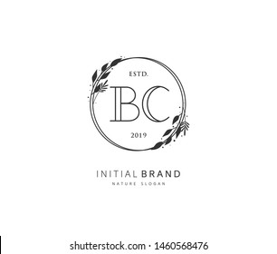 B C BC Logo inicial vector de belleza, logo de escritura a mano de firma inicial, boda, moda, joyas, boutique, floral y botánica con plantilla creativa para cualquier empresa o negocio.