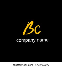 B c Bc initial letter handwriting and signature logo