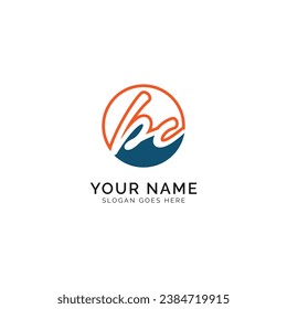 B, C, BC Initial letter handwritten and signature vector image template in square shape log