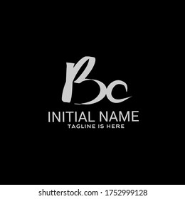 B C BC initial logo handwriting template vector. isolated black background