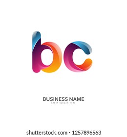 B C BC Logo Letter Design Vector colorful glossy color. Design Template