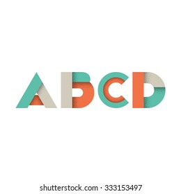 A B C D - Abstract Flat Alphabet from Geometric Shapes with Grunge Stipple Shadow - Lighting is made from little dots - Vector Illustration