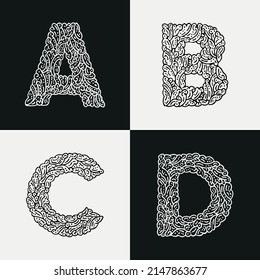 A B C D alphabet letters Doodle font Typography fonts regular uppercase for logo, brand etc vector illustration bold font for headings, flyer, greeting cards,product packaging,book cover,print