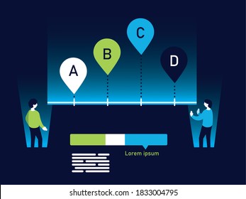 a b c d chart infographic and men design, Data information and analytics theme Vector illustration