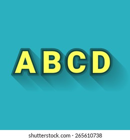 A B C D - Colorful Outlined Alphabet with Long Shadow - Typography Element - Vector Illustration