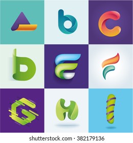 A B C D E F G H I Letters Set Of Logo Idea Template