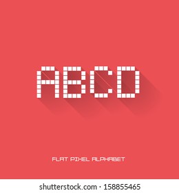 A B C D - Flat Pixel Alphabet - Flat Design - Vector Illustration