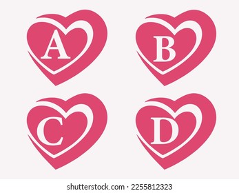 A B C D with love shape
