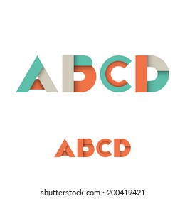 A B C D Modern Colored Layered Font or Alphabet - Vector Illustration