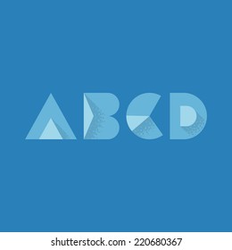 A B C D - Modern Transparent Alphabet with Noise Shadow - Vector Illustration
