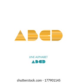 A B C D- Simple Modern Lines Flat Alphabet - Vector Illustration - Typographic Element