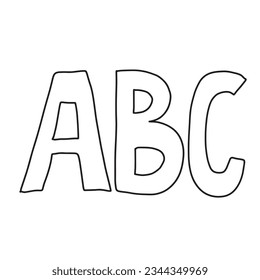 A B C hand drawn letters. Doodle school element. Back to school kids knowledge education.