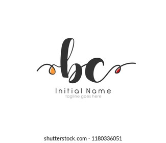 B C Initial handwriting logo vector template