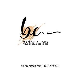 B C Initial Handwriting Logo Template