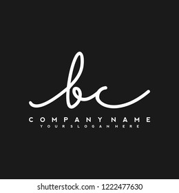 B C Initial handwriting logo vector