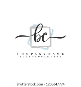B C Initial handwriting logo vector