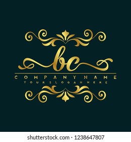 B C Initial handwriting logo vector