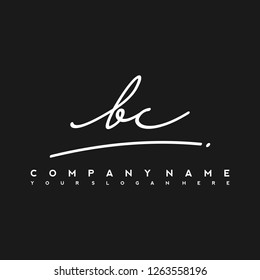B C Initial handwriting logo vector