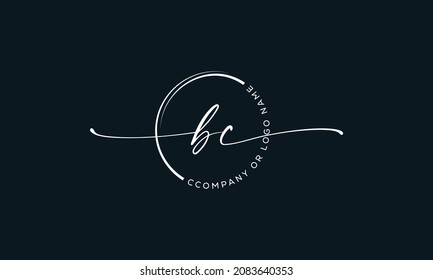 B C Erstmaliges Logo für Handschriften, Erstsignatur, elegantes Logo-Design
Vektorvorlage.