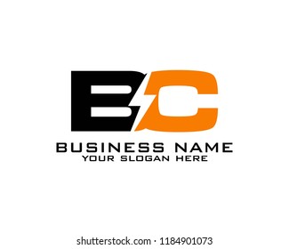 B C Initial logo concept with electric template vector