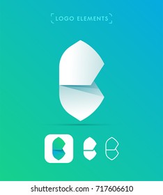 B or C letter logo template. Vector abstract material design style. Can be app icon, branding, company identity.