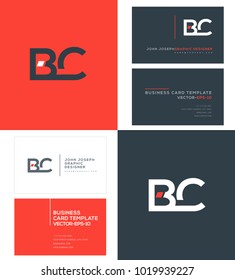 B C, B & C Letters joint logo icon with business card vector template.