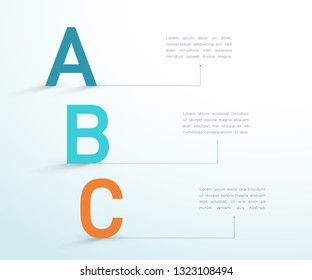 A B C Letters Three Step Business Vector Infographic
