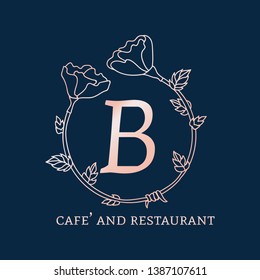 B-Café und -Restaurant-Logo, Vektorgrafik