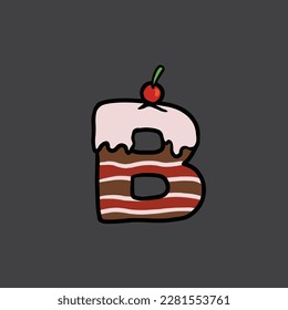 b from cake vector alphabet and number