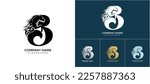 B - can be (3 or 8) initial and a Horse (represents of strength, endurance and speed) logo design vector illustration template,Easy to adapt to various colors 
