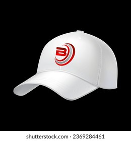 B cap and ball  B logo Realistic baseball cap White  and red and s color vector templates Cap design 