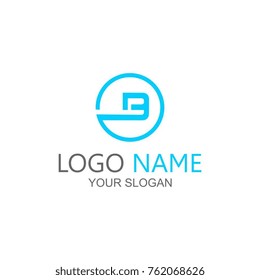 B circle logo template in blue, popular color in 2018