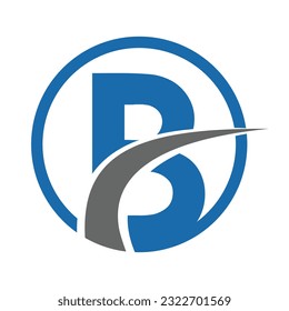 Plantilla de icono del logotipo de swoosh de círculo B