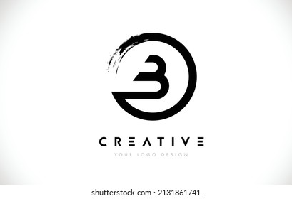 B Circular Letter Logo with Circle Brush Design and White Background.
