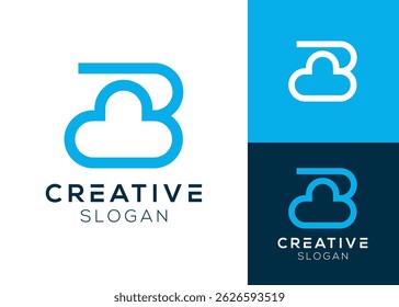 B cloud logo. Letter B with cloud modern logo design for technology