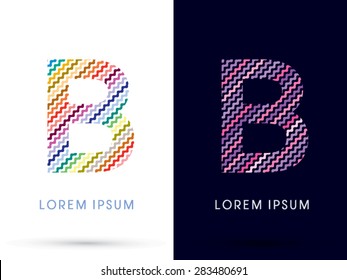 B ,Colorful font designed using zigzag line, graphic vector.