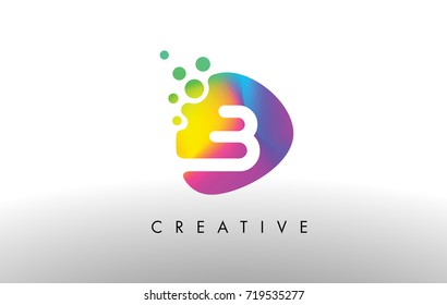 B Colorful Logo Design Shape. Purple Abstract Shape Letter Icon Vector.