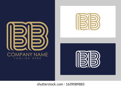 B and B combination Lines Letter Logo. Creative Line Letters Design Template