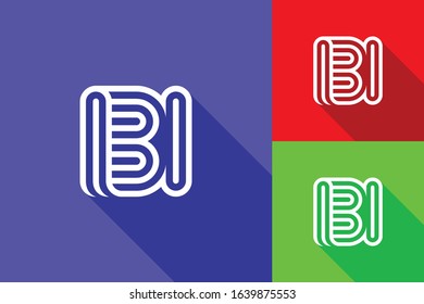 B and I combination Lines Letter Logo Creative Line Letters Design Template